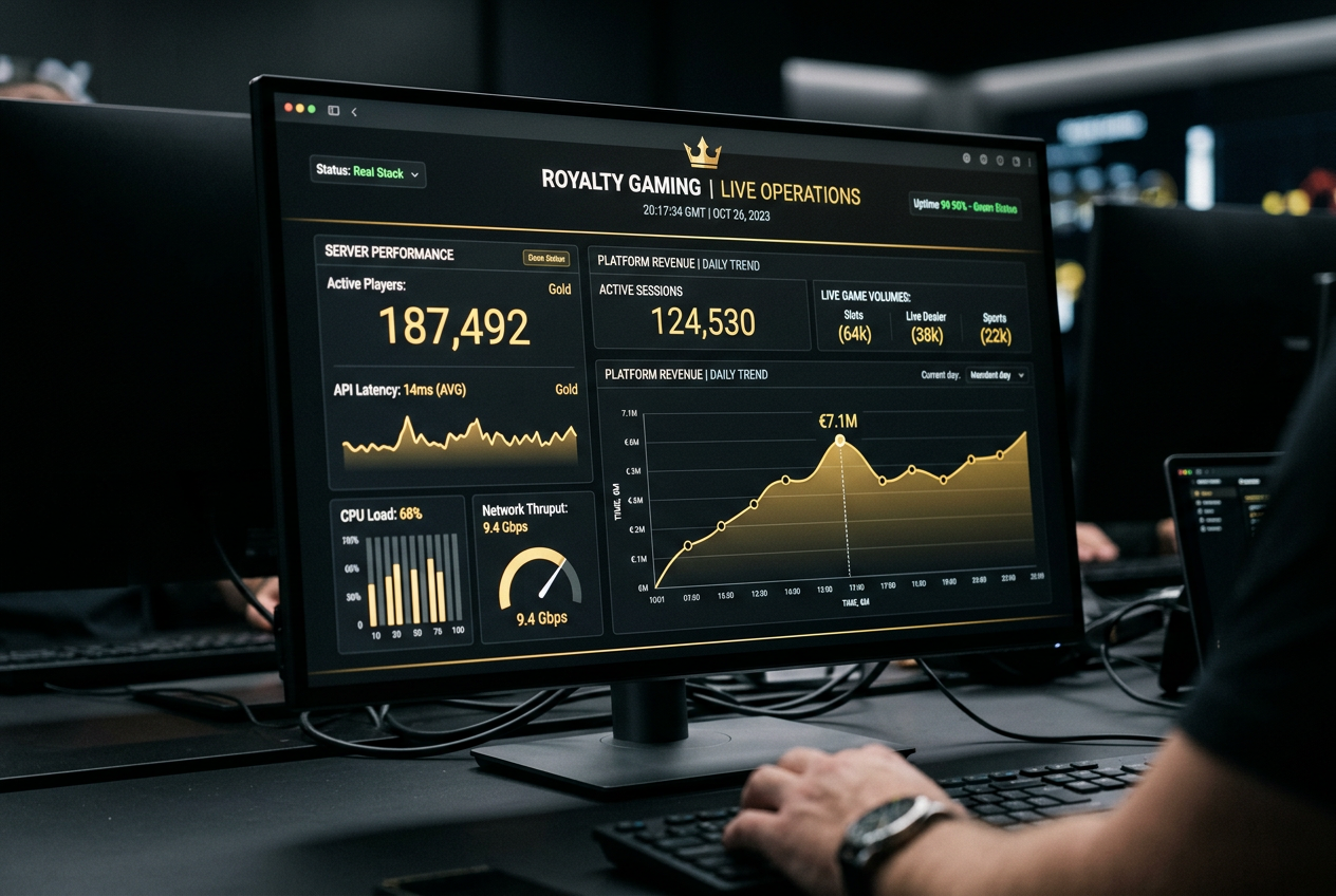 High-tech interface showing online casino quality metrics