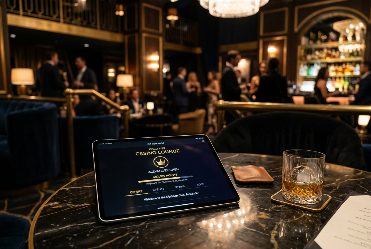 Luxury VIP lounge setting with high-stakes casino elements